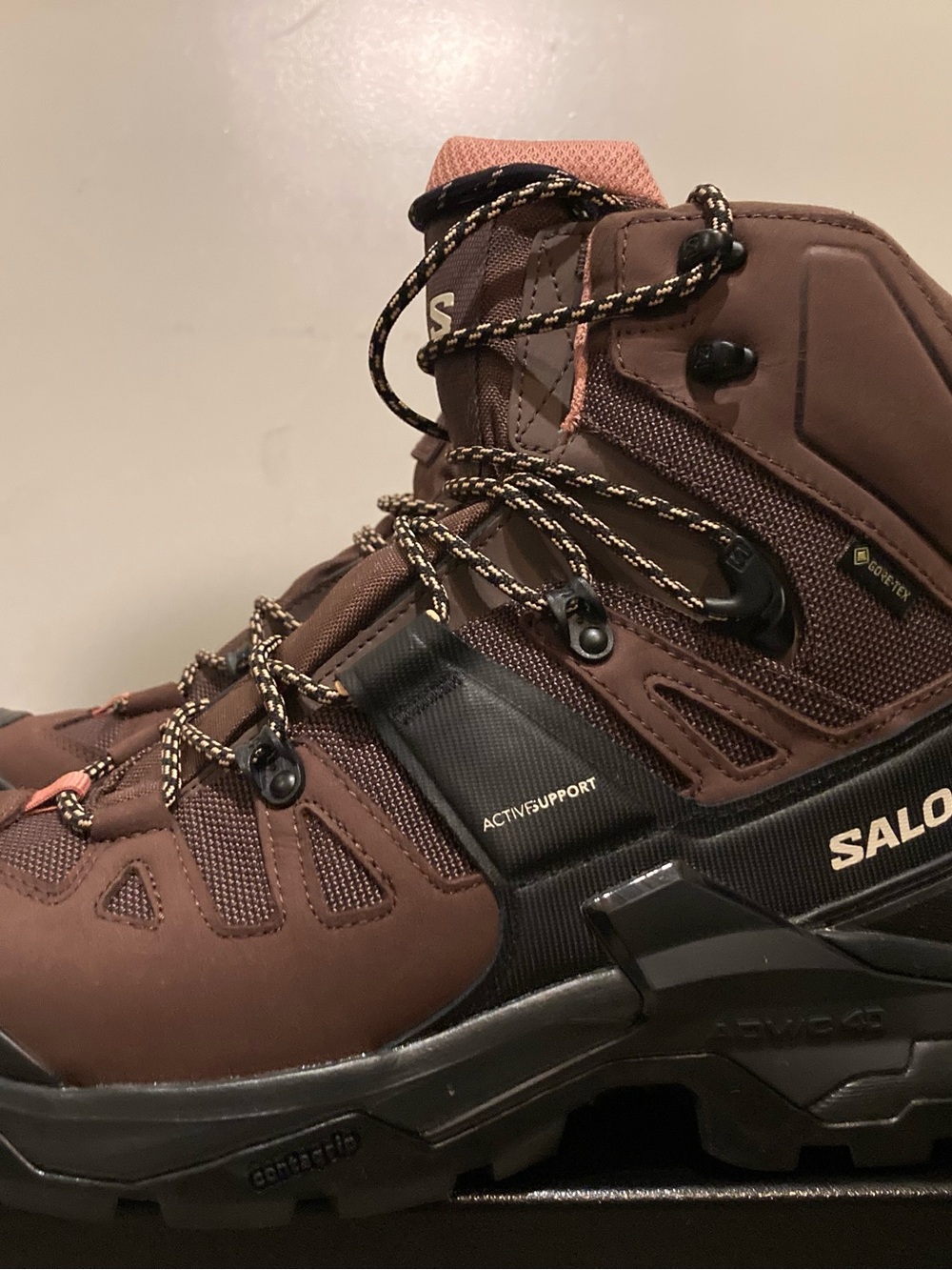 Salomon Women's Brown and Pink Lace-Up Hiking Boots